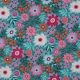 FINE POPLIN DIGITAL FLOWERS - TEAL