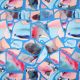 COTTON SATIN DIGITAL RESONATE NEON NERIDA HANSEN - BLUE