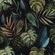 CANVAS DIGITAL TROPICAL LEAVES - BLACK