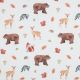 FINE POPLIN DIGITAL FOREST ANIMALS - WHITE