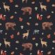 FINE POPLIN DIGITAL FOREST ANIMALS - NAVY