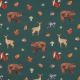 FINE POPLIN DIGITAL FOREST ANIMALS - DARK GREEN
