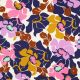 COTTON SATIN ABSTRACT FLOWERS - NAVY / PINK