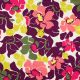 COTTON SATIN ABSTRACT FLOWERS - DARK PURPLE / SALMON