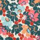 COTTON SATIN ABSTRACT FLOWERS - DARK GREEN / PEACH