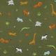 POPLIN GOTS ANIMALS - ARMY GREEN