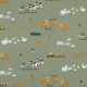 FINE POPLIN FARM ANIMALS - ARMY GREEN