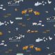 FINE POPLIN FARM ANIMALS - BLUE