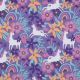FINE POPLIN FLOWERS AND UNICORNS - LAVENDER