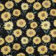 FINE POPLIN DIGITAL SUNFLOWERS - BLACK