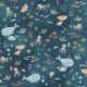 FINE POPLIN DIGITAL WHALES - PETROL