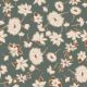 LINEN WASHED BIG FLOWERS - OLD GREEN