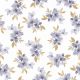JERSEY DIGITAL FLOWERS AND LEAVES - WHITE/ LAVENDER