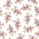 JERSEY DIGITAL FLOWERS AND LEAVES - WHITE/OLD BLUSH