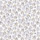 JERSEY DIGITAL FLOWERS AND LEAVES - WHITE/LAVENDER