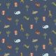 JERSEY JUNGLE ANIMALS - INDIGO MELANGE