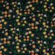 DOUBLE GAUZE DIGITAL FRUIT & FLOWERS - BLACK