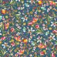 VISCOSE JERSEY DIGITAL FLOWERS - PETROL