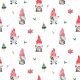 POPLIN DIGITAL CHRISTMAS GNOMES - WHITE