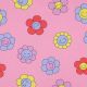 COATED COTTON HAPPY FLOWERS - PINK