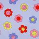 COATED COTTON HAPPY FLOWERS - LIGHT BLUE