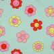 COATED COTTON HAPPY FLOWERS - MINT